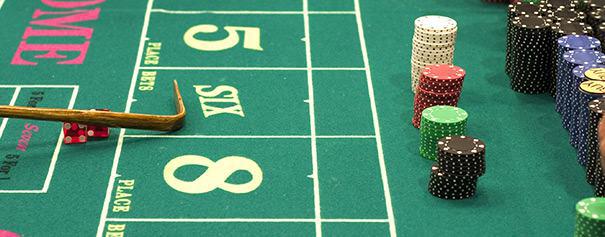 Chips stacked on a craps table